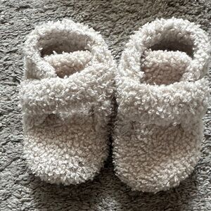 wonder nation Cream Sherpa Baby Slippers with Strap
